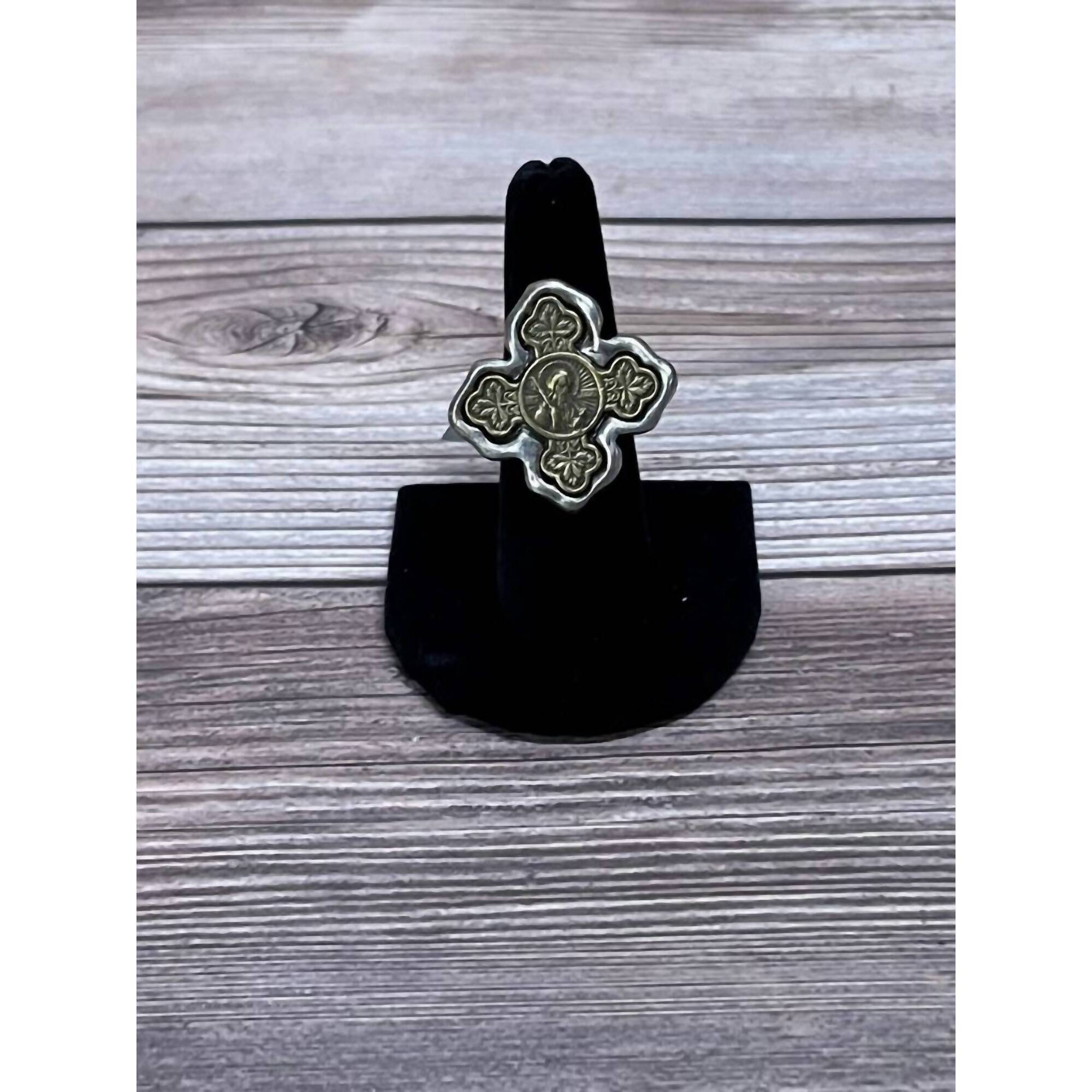 New Bella Rose Cross Handmade Ring In Silver